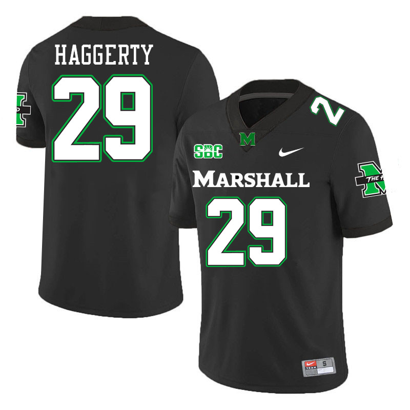 Marshall Thundering Herd #29 Jason Haggerty College Football Jerseys Stitched-Black